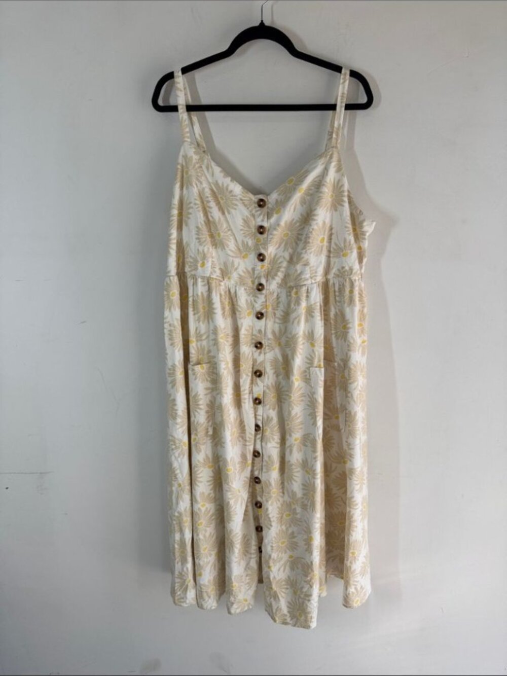 Torrid Cream Midi Dress Yellow Floral Print Size 2 Summer Resort Vacation Chic - Picture 2 of 16
